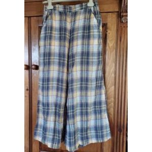 CP Shades Linen Wendy Crop Pant - Aqua Plaid - Large